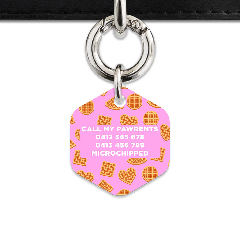 Pink Waffles Pattern Pet ID Tag