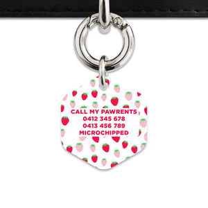 Pink And Red Strawberries Pet ID Tag
