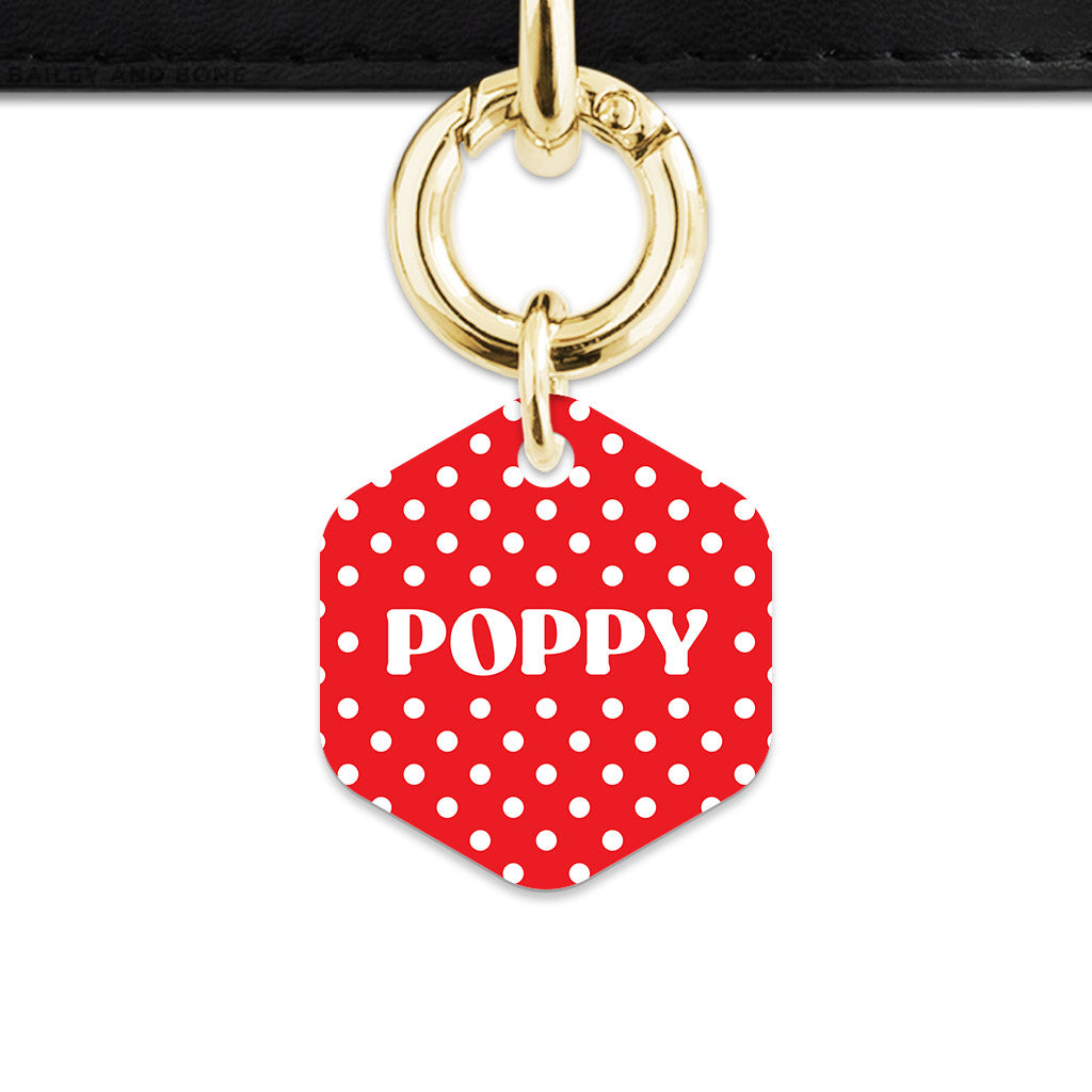 Red And White Polka Dots Pet ID Tag