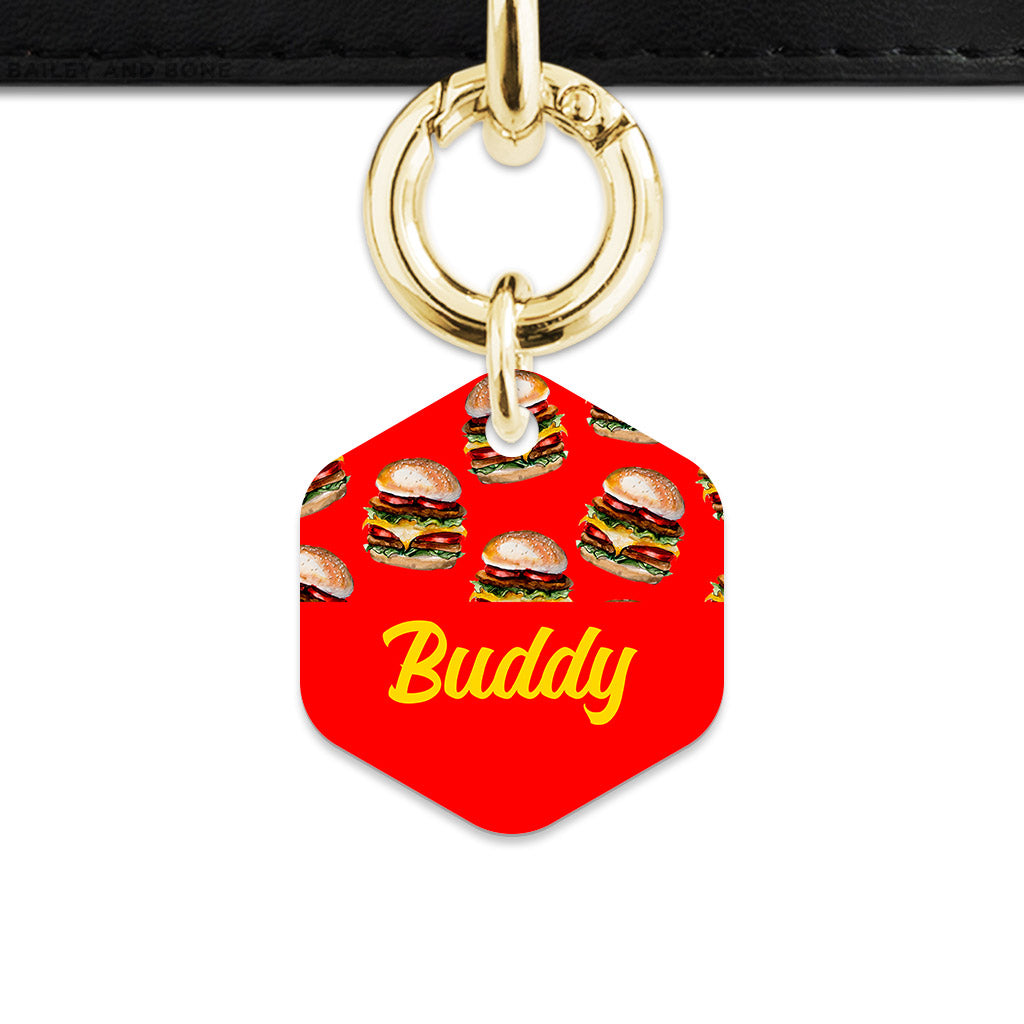 Burger Pattern Pet ID Tag