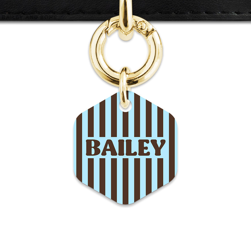 Blue And Brown Stripes Pet ID Tag