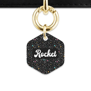 Black Pastel Stars Pet ID Tag