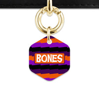 Purple And Orange Spooky Stripes Pet ID Tag
