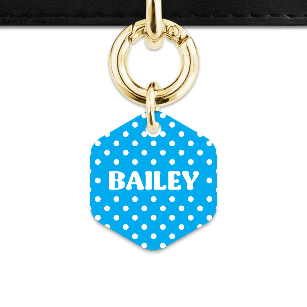 Blue And White Polka Dots Pet ID Tag