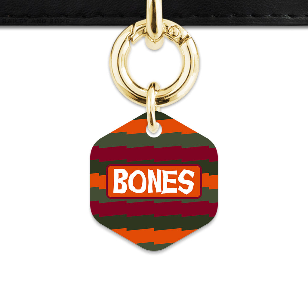 Green And Orange Spooky Stripes Pet ID Tag
