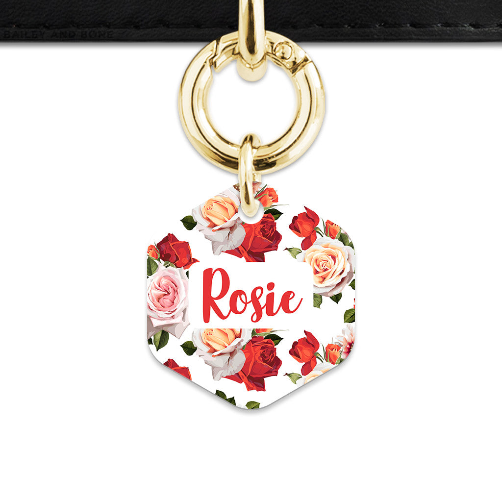 Red And White Roses Pet ID Tag