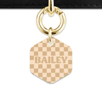Beige And Tan Checkers Pet ID Tag