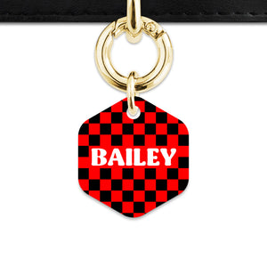 Black And Red Checkers Pet ID Tag