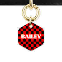 Black And Red Checkers Pet ID Tag