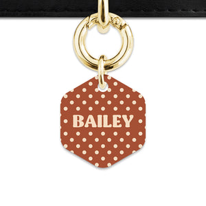 Brown And Beige Polka Dots Pet ID Tag