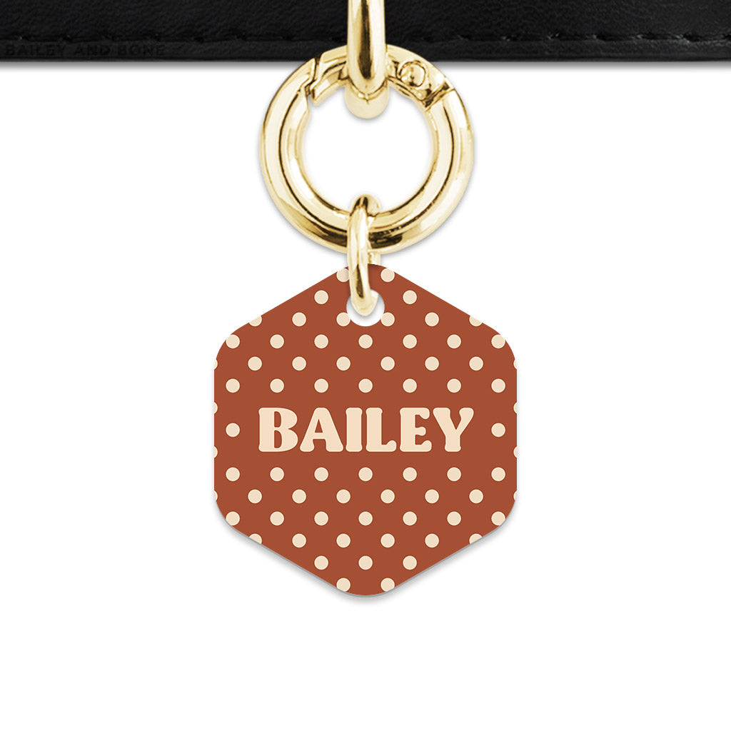 Brown And Beige Polka Dots Pet ID Tag