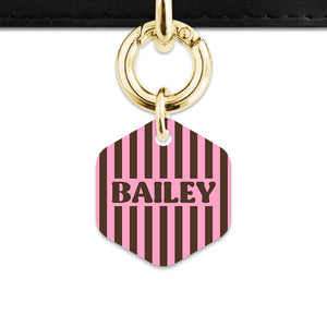 Pink And Brown Stripes Pet ID Tag