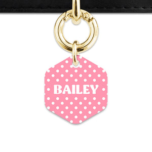 Pink And White Polka Dot Pet ID Tag