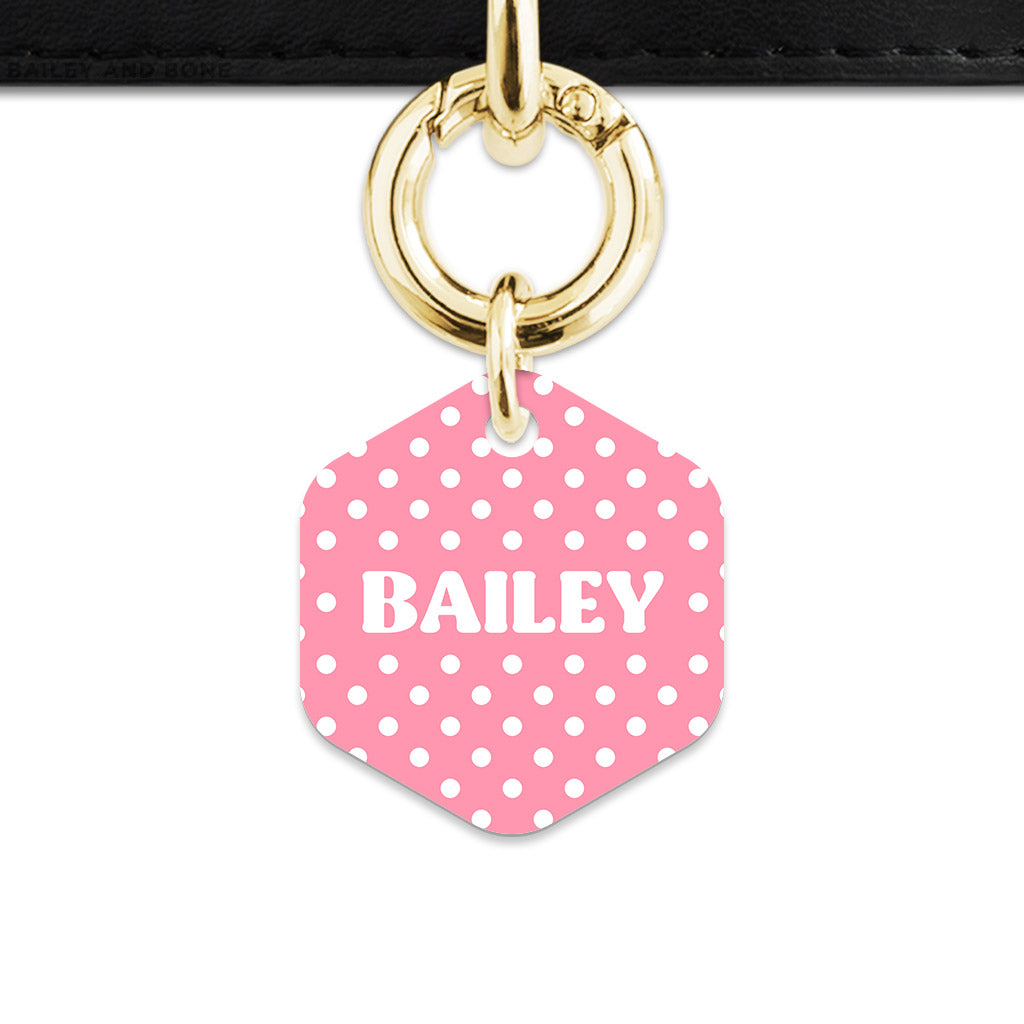 Pink And White Polka Dot Pet ID Tag