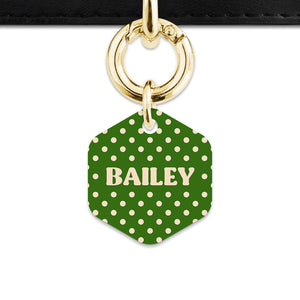 Green And Beige Polka Dots Pet ID Tag