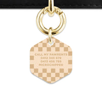 Beige And Tan Checkers Pet ID Tag