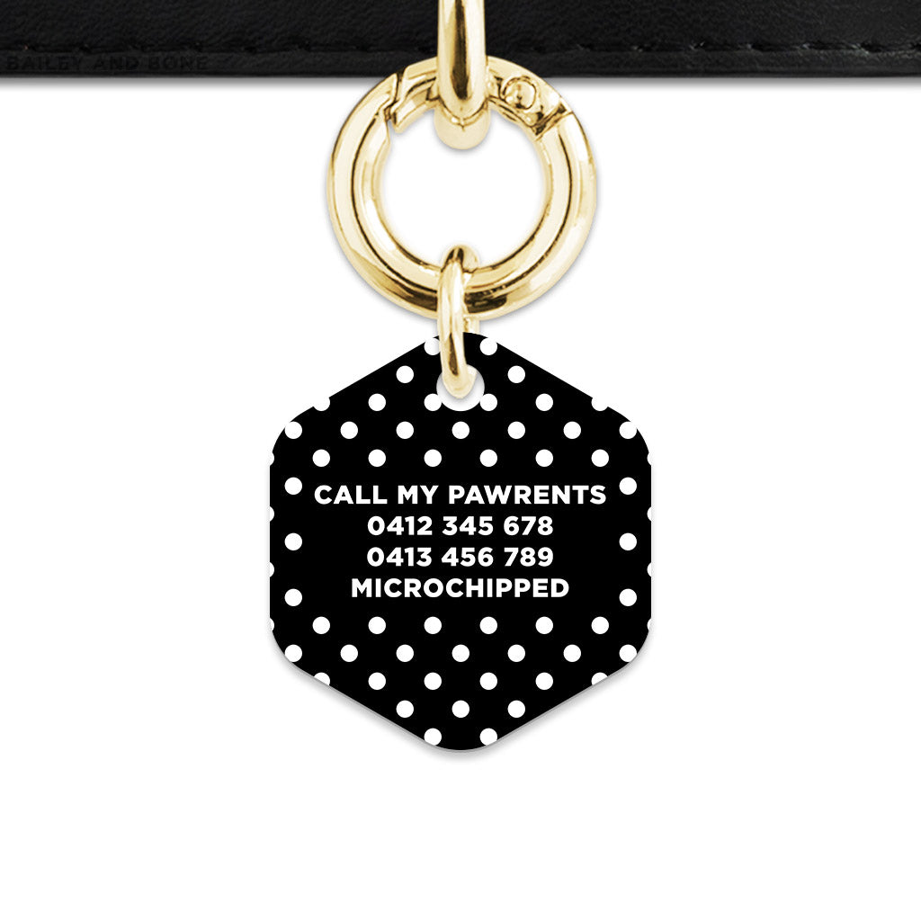 Black And White Polka Dots Pet ID Tag