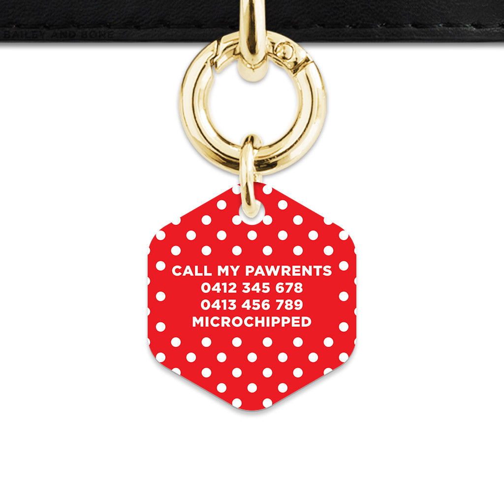 Red And White Polka Dots Pet ID Tag