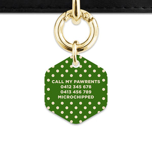 Green And Beige Polka Dots Pet ID Tag