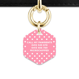 Pink And White Polka Dot Pet ID Tag