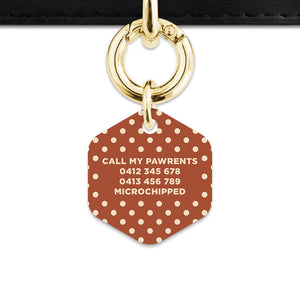 Brown And Beige Polka Dots Pet ID Tag