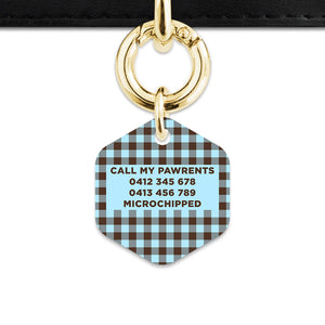 Blue And Brown Gingham Pet ID Tag