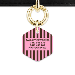 Pink And Brown Stripes Pet ID Tag