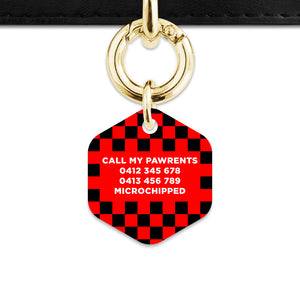 Black And Red Checkers Pet ID Tag