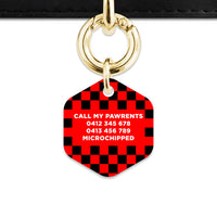 Black And Red Checkers Pet ID Tag