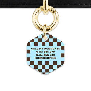 Blue And Brown Checkers Pet ID Tag