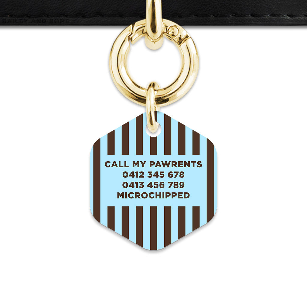 Blue And Brown Stripes Pet ID Tag