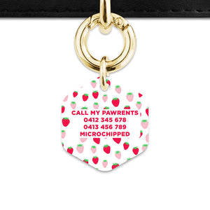Pink And Red Strawberries Pet ID Tag