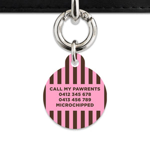Pink And Brown Stripes Pet ID Tag
