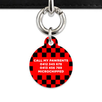 Black And Red Checkers Pet ID Tag