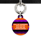 Purple And Orange Spooky Stripes Pet ID Tag