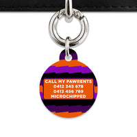 Purple And Orange Spooky Stripes Pet ID Tag