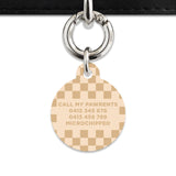 Beige And Tan Checkers Pet ID Tag