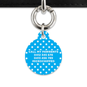 Blue And White Polka Dots Pet ID Tag