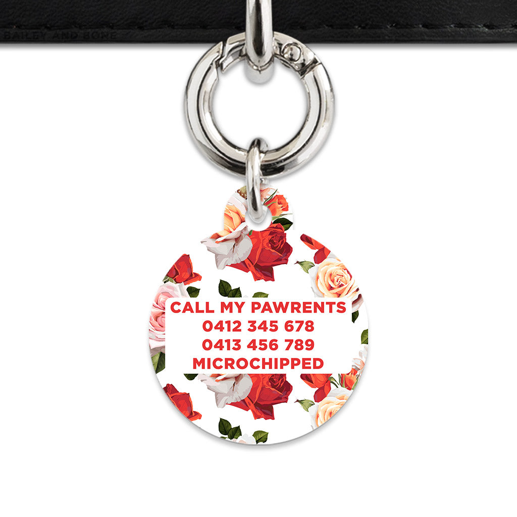Red And White Roses Pet ID Tag