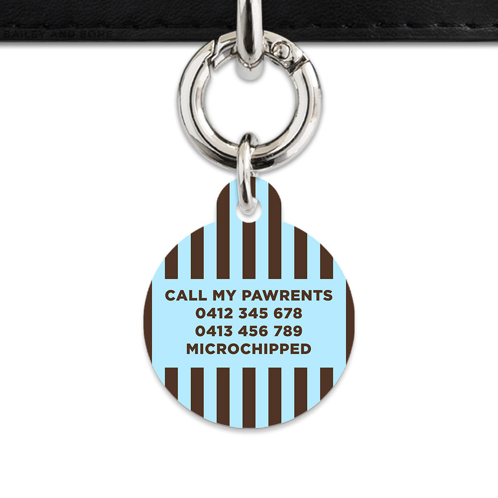 Blue And Brown Stripes Pet ID Tag