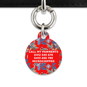 Red Paisley Pattern Pet ID Tag