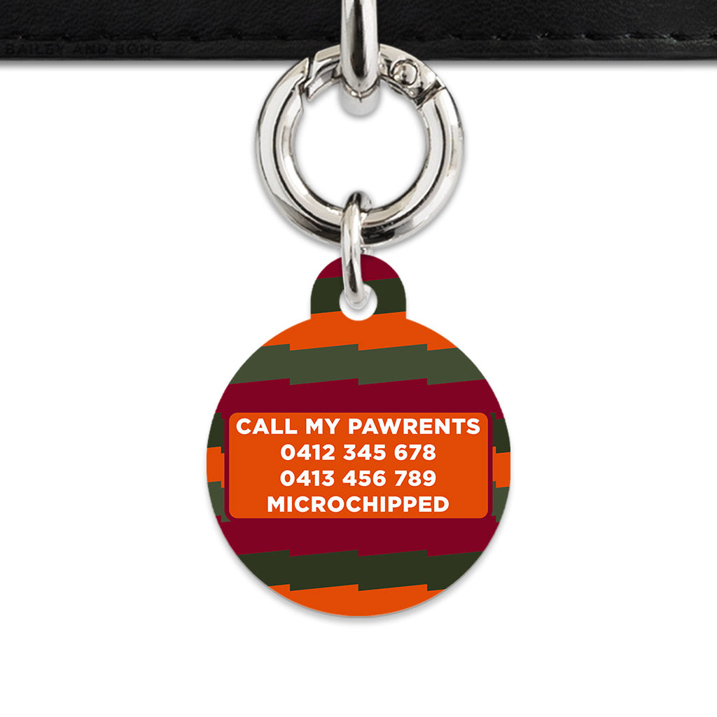 Green And Orange Spooky Stripes Pet ID Tag