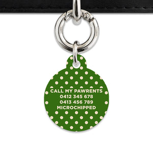 Green And Beige Polka Dots Pet ID Tag