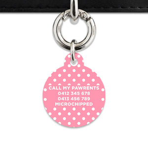 Pink And White Polka Dot Pet ID Tag