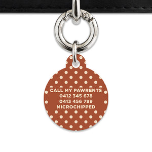 Brown And Beige Polka Dots Pet ID Tag