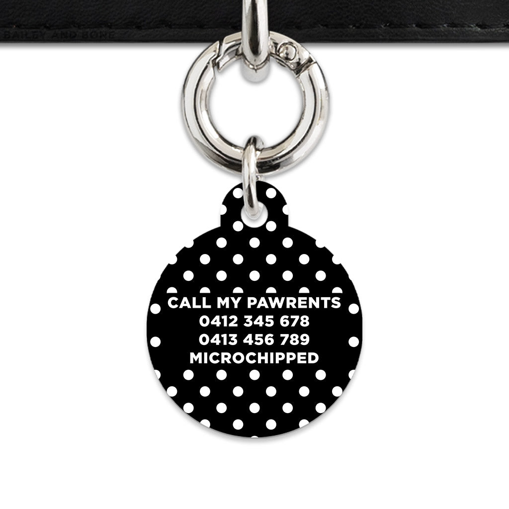 Black And White Polka Dots Pet ID Tag