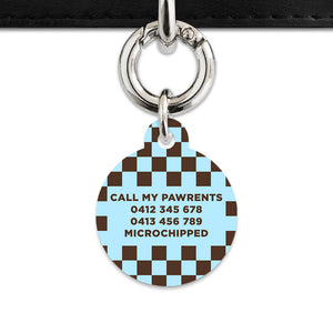Blue And Brown Checkers Pet ID Tag