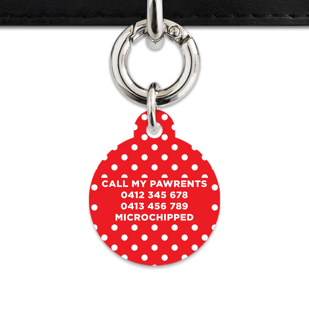 Red And White Polka Dots Pet ID Tag