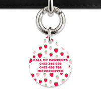 Pink And Red Strawberries Pet ID Tag