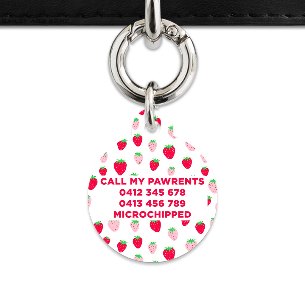 Pink And Red Strawberries Pet ID Tag